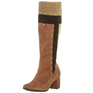 Imagem de Natural Comfort Bota feminina Splitup cano alto color block, Marrom multi, 6