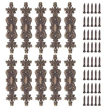 Imagem de Capas de canto vintage requintado protetor de canto de liga com parafusos para caixa de madeira livro scrapbook álbum de fotos 10 peças liga de zinco bronze verde 100 x 23 mm