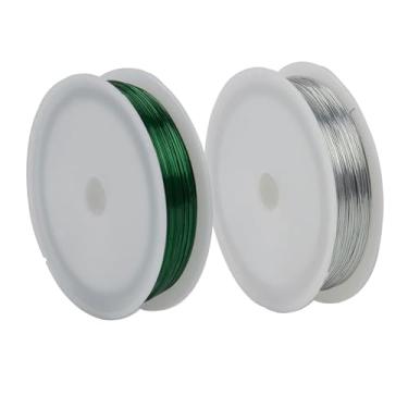 Imagem de 100 m (328,08 pés) fio de artesanato longo, rolo de fio de joias de alumínio de 0,4 mm cores sortidas para embrulho de arame, contas, escultura, modelagem e projetos de arte floral (tamanho: 164,04