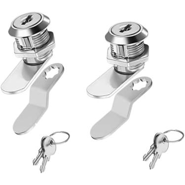 Imagem de Pacote com 2 fechaduras de came de armário com chave, substituição universal de 3,5 cm para caixas de ferramentas, armários de arquivos, mesas e caixas de correio