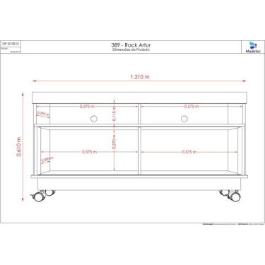 Imagem de Rack para Tv Até 50 Polegadas 1 Porta e Rodízios Artur Madetec Naturale/off White