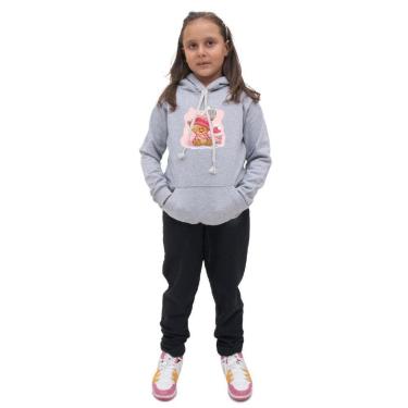 Imagem de Conjunto Infantil Blusa Moletom Canguru Menina Estampa Ursinho e Calça Jogger Com Bolso-Feminino