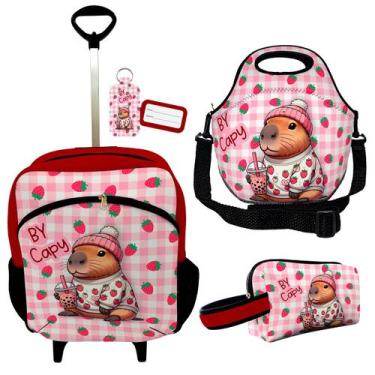 Imagem de Kit Escolar Infantil Mochila de Rodinha Lancheira Térmica Necessaire P