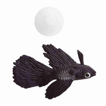 Imagem de Naroote Ornamento de Tanque de Peixes de Silicone Pequeno Decoração de Alta Simulação para Aquário Azul Peixinho (Nº 2 Betta Marrom)