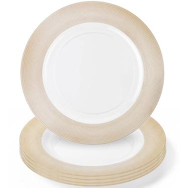 Imagem de Wedding Venue Shop Charger Plates - 13" White/Gold Rope Textured Pack of 4