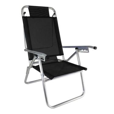 Imagem de Cadeira de Praia Alumínio Reforçada 5 Posições Infinita UP Preta Zaka 120 KG-Unissex
