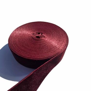 Imagem de FAYADA Fita de veludo vintage de 10 metros para árvore de Natal, embrulho de presente, buquê de flores, decorações de guirlanda, fabricação de laço, costura (vinho, 2,5 cm)