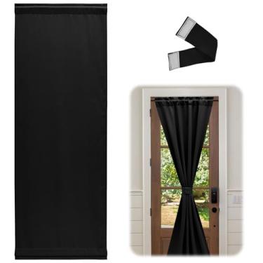 Imagem de ZJRDYYK Cortina de porta blackout francesa, cortinas escurecidas de 66 x 182 cm para porta de pátio, cobertura de janela de porta francesa para quarto/porta da frente/armário (preto)