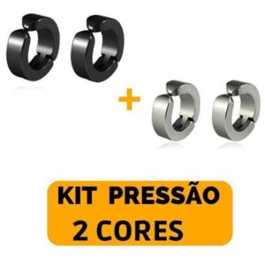 Imagem de Brincos Masculinos Pressão Argola - Kit 2 Cores | 2 Pares-Unissex