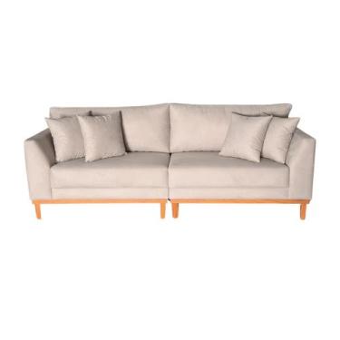 Imagem de Sofá  Pierri Bipartido Tecido Suede Pé Base Madeira  230cm - 4R Estofa