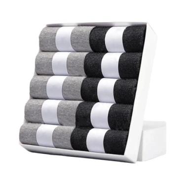 Imagem de Meias Sociais Masculinas Pretas De Cano Médio 10 Pares Algodão Outono 
