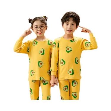 Imagem de Conjunto De Pijamas De Algodão Para Meninas E Meninos, Manga Longa, Ro