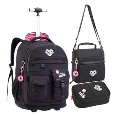 Imagem de Kit Mochila de Rodinhas Lancheira Estojo Feminina Candy-Feminino