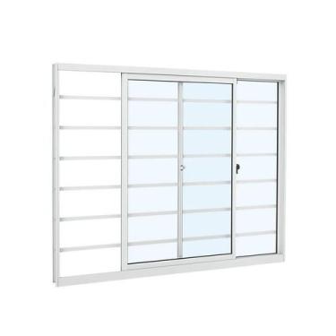 Imagem de Janela de Correr em Alumínio Grade Horizontal 100x120 cm 2 Folhas Dire