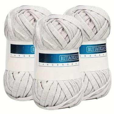 Imagem de Pacote com 3 camisetas de fio de tricô tecido de crochê para mão de verão bolsa faça você mesmo cobertor almofada projetos de crochê 100 g/rolo -33 cinza claro