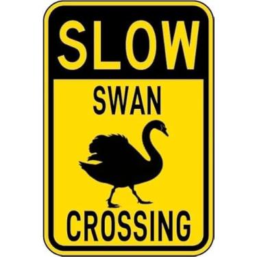 Imagem de Placa de metal vintage Cisne cruzando placa de lata engraçada arte de parede para casa, escritório e sala de aula, pôster 20 x 30 cm