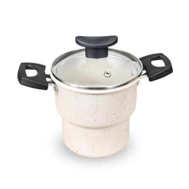 Imagem de Cuscuzeiro Teflon Antiaderente Tampa de Vidro 16cm- Para Arroz, Cuscuz e Legumes no Vapor - Cozinha Prática e Saudável(Granito)
