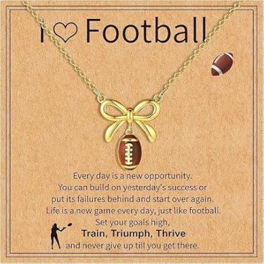 Imagem de Colar de bola com laço para mulheres, pingente de cobre, joias, basquete, vôlei, futebol, rúgbi, softbol, tênis, one size, Metal, Sem Pedra Preciosa