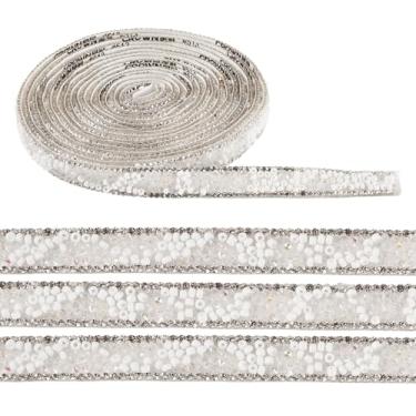 Imagem de KISSITTY Tiras de strass autoadesivas fitas de vidro cristal strass fita adesiva resina brilhante acabamento diamante fita adesivos 1,2 cm para artesanato faça você mesmo, roupas, telefone, espelho