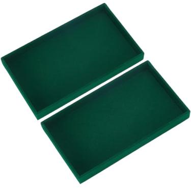 Imagem de SOFPLATE 2 bandejas organizadoras de joias de veludo, empilháveis, inserções de gaveta de joias a granel, verde escuro, em branco, bandejas organizadoras elegantes para anel, brinco, colar, pulseira