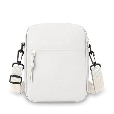 Imagem de Bolsa tiracolo masculina de lona sólida, durável, leve, de grande capacidade, com alça de ombro ajustável, Branco, Casual