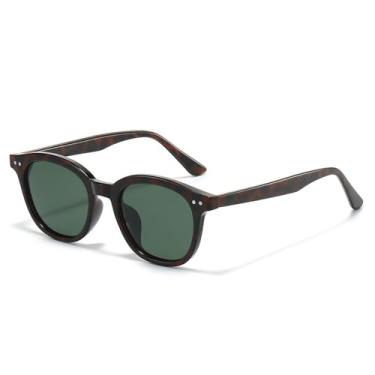 Imagem de Óculos de Sol UV400 - Lentes Redondas Degradê com Estampa de Leopardo e Bordado Redondo para Homens e Mulheres, Ideais para Esportes ao Ar Livre, Corrida e Ciclismo, Verde Leopardo