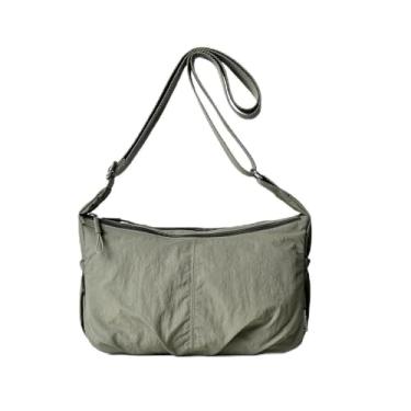 Imagem de CHENXIAOHONG Bolsa transversal feminina de nylon, bolsa de ombro feminina leve e impermeável, bolsa média casual para uso diário(Verde Exército)