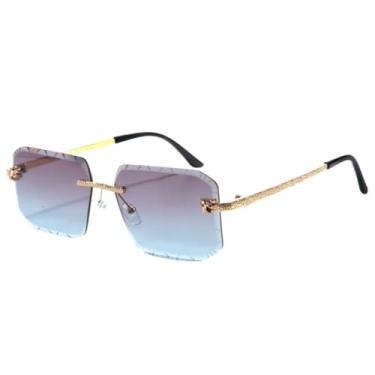 Imagem de VFDHN Óculos de Sol Femininos com Armação Recortada, Hastes Metálicas Torcidas e Lentes Espelhadas, Cor Oceano, Estilo Street Shot (T22155-C4)