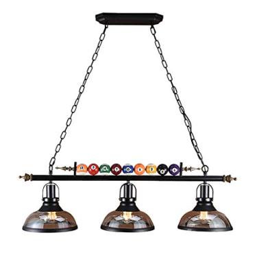 Imagem de Lustre retrô com decoração de bilhar, luminária pendente LED com múltiplas chamas, ideal para bar, loft, restaurante e escada. Lustre criativo com pêndulo esférico, soquete E27, luz quente 3