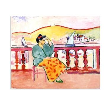 Imagem de Henri Matisse Impressão artística Lady on a Terrace Poster pinturas famosas arte de parede Henri Matisse decoração de banheiro arte presente para sala de estar casa escritório decoração de parede 80 x