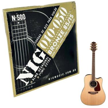 Imagem de Jogo Cordas 010 Em Aço Violão Tensão Extra Light Nig N500 +