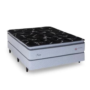 Imagem de Cama Box Casal Molas Maxspring Herval Nero 52x138x188 cm, Cinza e Chum