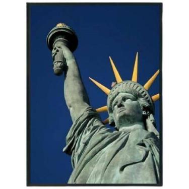 Imagem de Quadro Colorido Estátua Da Liberdade 33X24 C/Vidro Preta