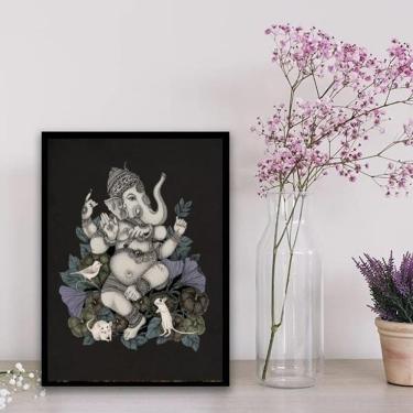 Imagem de Quadro Místico Ganesha 33X24Cm - Com Vidro Preto