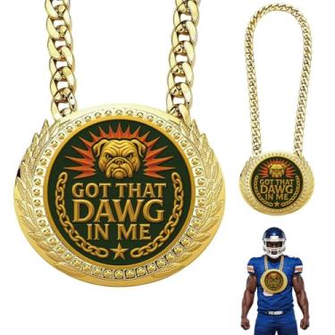 Imagem de Bambluby Medalha Got That Dawg in Me Turnover Chain – Colar grande de prêmio esportivo de 15 cm para MVPs de futebol, competições de equipe, prêmios de dia de jogo e lembrancinhas de festa