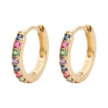 Imagem de Brincos de Argola Femininos Banhados a Ouro com Zircônia CZ - Design G