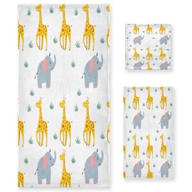 Imagem de xigua Conjunto de toalhas de banheiro de elefantes de desenho animado absorvente macio 3 peças toalha de banho toalha de mão toalhas decorativas para banheiro, academia, hotel, praia, piscina