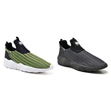 Imagem de Kit 2 Pares Tênis Meia Masculino Nylon Textura Casual Verde + Black 40