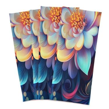Imagem de xigua Conjunto de 4 panos de prato de cozinha Fantasy Flowers, macios e altamente absorventes de secagem rápida para limpeza de pratos e limpeza manual, 71 x 45 cm