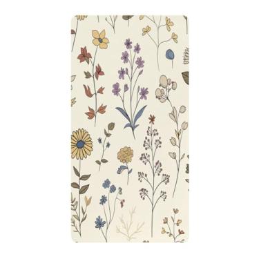 Imagem de Blueangle Lençol de berço padrão para berço infantil - Lençóis de algodão macio e respirável com cogumelos de flores silvestres (735)