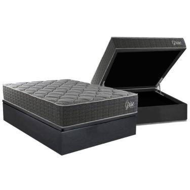 Imagem de Cama Box Baú Casal + Colchão Ortopédico Kappesberg D40 Anatômico Grise + Base CRC Corano Gray