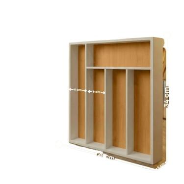 Imagem de porta talher em bambu organizador de gaveta(Estático branco)