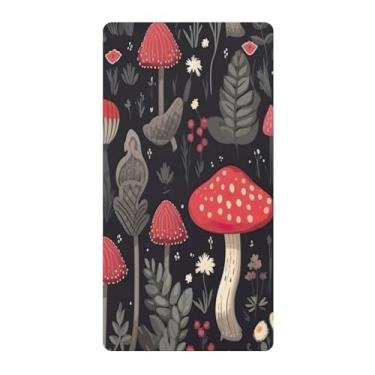 Imagem de Blueangle Lençol de berço padrão para berço infantil - Lençóis de algodão macio e respirável com cogumelos coloridos (402)