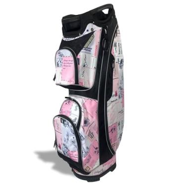 Imagem de Taboo Fashions Bolsa de golfe feminina Resort Collection – Bolsa feminina para carrinho de golfe de 14 vias com bolso térmico térmico, capuz de chuva, bolsos com zíper e mais – Acessórios de golfe