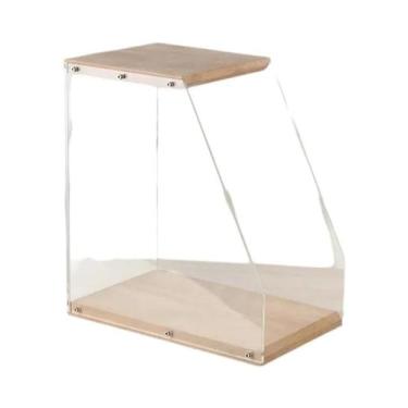 Imagem de Organizador De Mesa Transparente Para Discos De Vinil Em Madeira, Supo