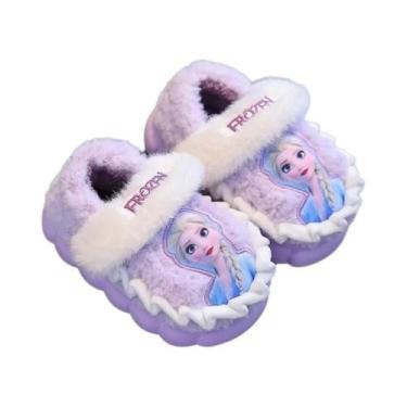 Imagem de Chinelos De Algodão Para Meninas, Rosa, Azul, Princesa Da Disney, Elsa