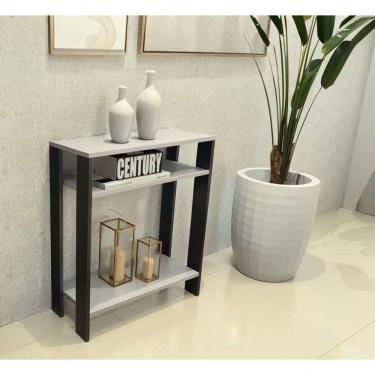 Imagem de Aparador Mesinha Mesa De Apoio Mesa De Impressora Escritório Sala Refeitório Preto Com Cinza