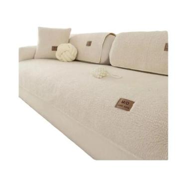 Imagem de Capa De Sofá Antiderrapante Em Sherpa Sólido, Capa Universal Para Asse