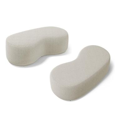 Imagem de Kit 02 Puffs Decorativos Living Aisha Orgânico 02 Lugares Bouclê Bege - Desk Design