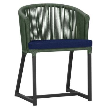 Imagem de Cadeira De Jantar Noronha Alumínio Preta E10 Trama  Verde